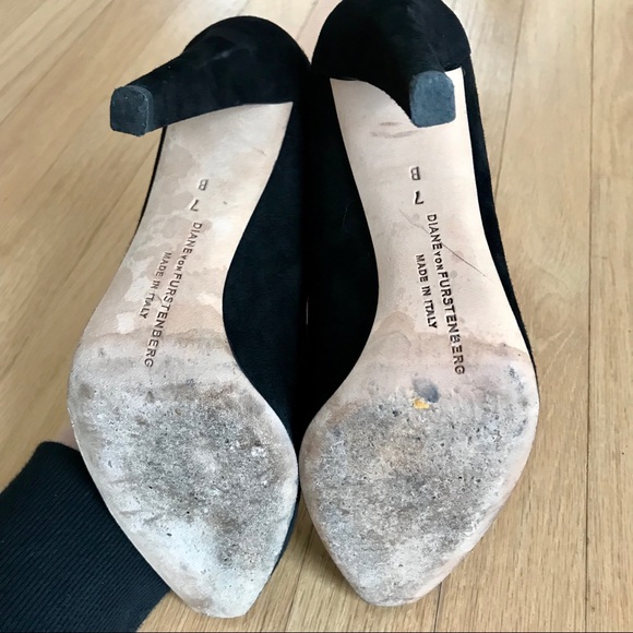 Diane von Furstenberg Black Suede Mesh Pumps - Picture 5 of 6